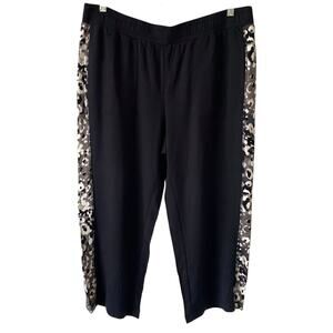 ISAAC MIZRAHI LIVE NWOT Soho French Terry Slim Crop Pants Sz Large Petite Black